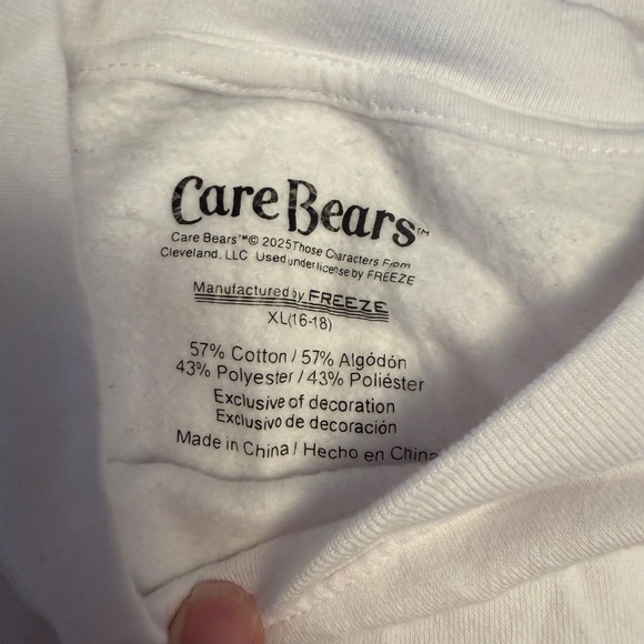 Care Bears Embroidered Sweatshirt White | XL (16–18) with Grumpy Bear on Back - Picture 4 of 5